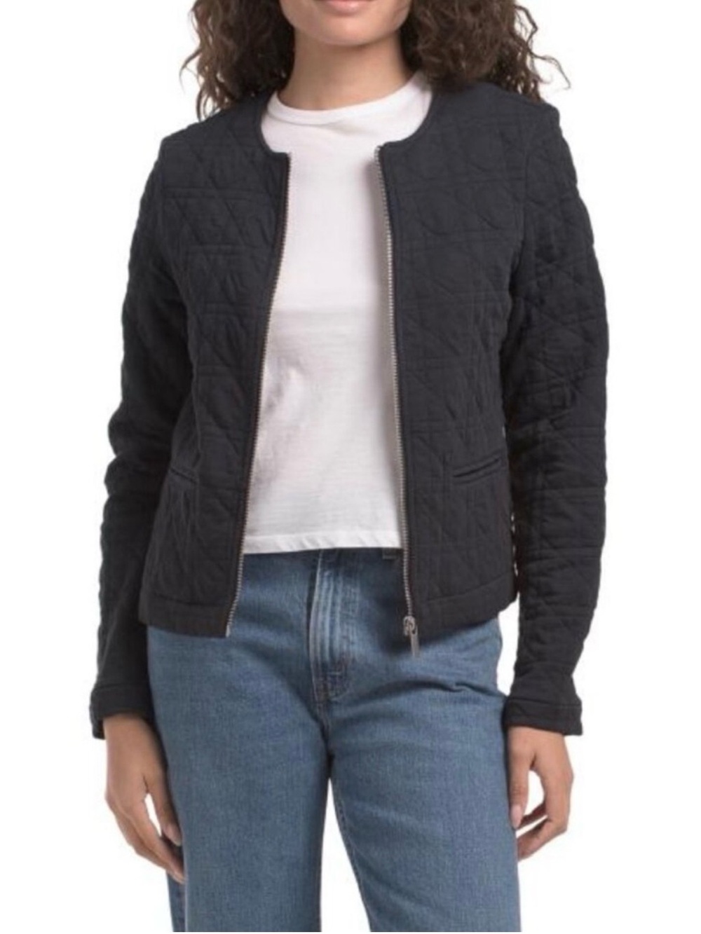 Bagatelle Collection Dark Navy Quilted Zip-Up Jacket NWT Size Small